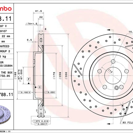 Brembo 09B78811 Rear Brake Disc - official Brembo product image