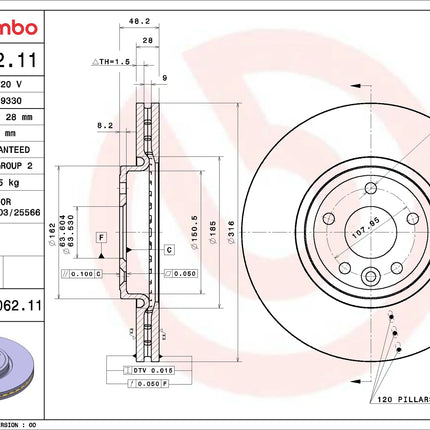 Brembo 09D06211 Front Brake Disc - official Brembo product image