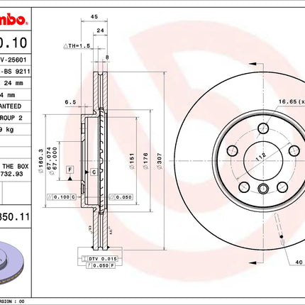 Brembo 09C35011 Front Brake Disc - official Brembo product image