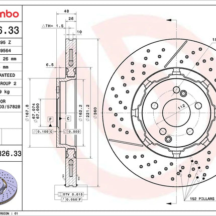 Brembo 09C82633 Rear Brake Disc - official Brembo product image