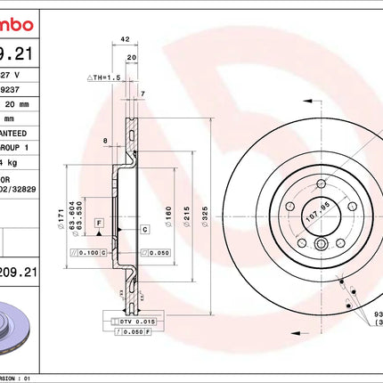 Brembo 09C20921 Rear Brake Disc - official Brembo product image
