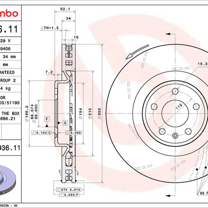 Brembo 09D93611/09D93711 Front Brake Disc - official Brembo product image