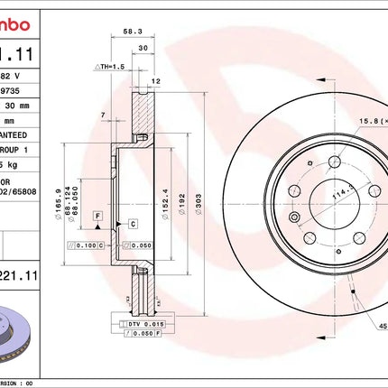 Brembo 09F22111 Front Brake Disc - official Brembo product image