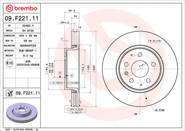 Brembo 09F22111 Front Brake Disc - official Brembo product image