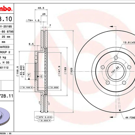 Brembo 09A72811 Front Brake Disc - official Brembo product image