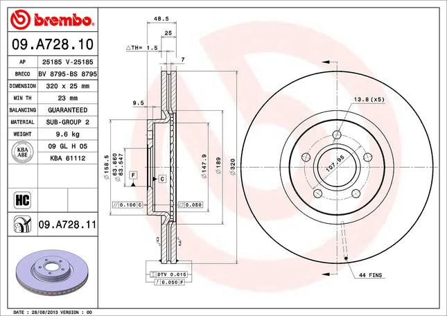 Brembo 09A72811 Front Brake Disc - official Brembo product image