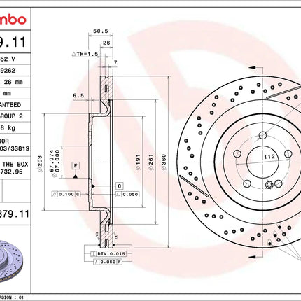 Brembo 09B87911 Rear Brake Disc - official Brembo product image