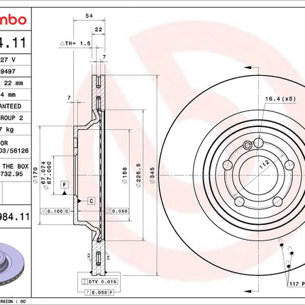 Brembo 09D98411 Rear Brake Disc - official Brembo product image