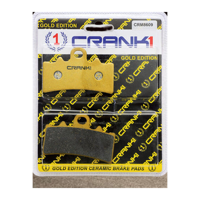 CRANK1 Brake Pads for Aprilia RS 457, Ceramic & Sintered, Front & Rear, in retail packaging