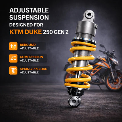 Adjustable rear shock absorber with yellow spring KTM Duke 250