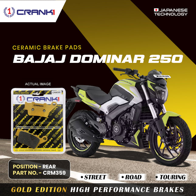 Ceramic Brake Pads For Bajaj Dominar 250 - Rear - CRM359 - 1 Set - CRANK1