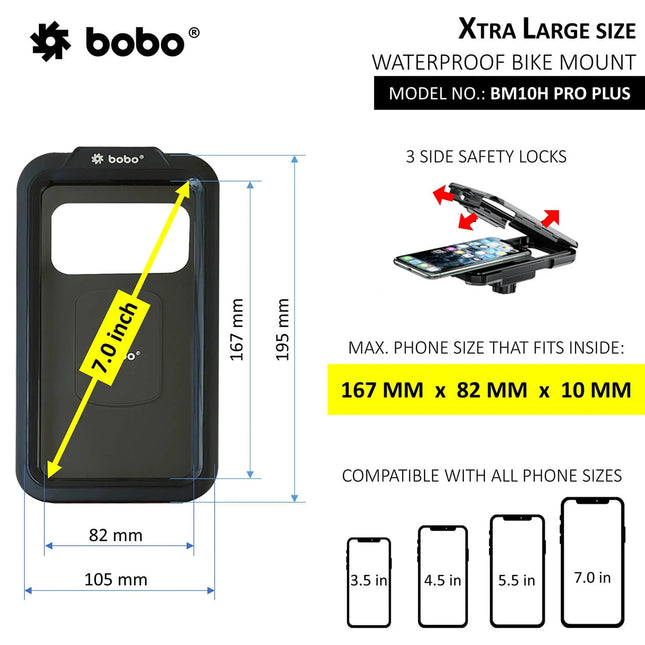 BOBO BM10 PRO PLUS Fully Waterproof Motorcycle Phone Mount with Vibration Damper, image 2