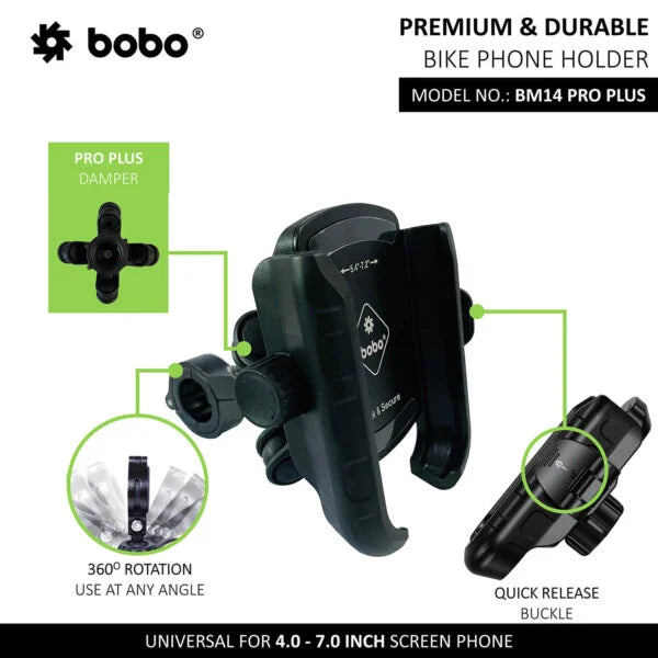 BOBO BM14 PRO PLUS Quick-Release Motorcycle Phone Mount with Vibration Damper, image 2