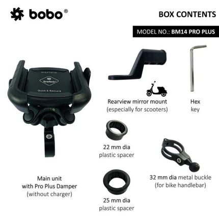 BOBO BM14 PRO PLUS Quick-Release Motorcycle Phone Mount with Vibration Damper, image 5