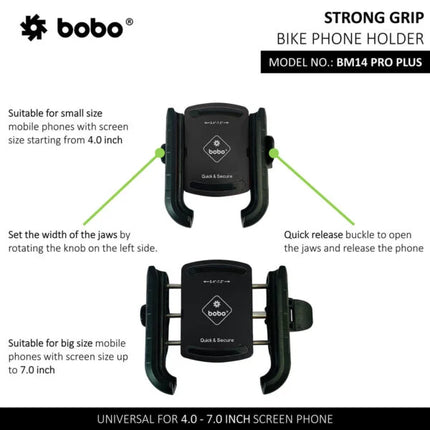 BOBO BM14 PRO PLUS Quick-Release Motorcycle Phone Mount with Vibration Damper, image 3
