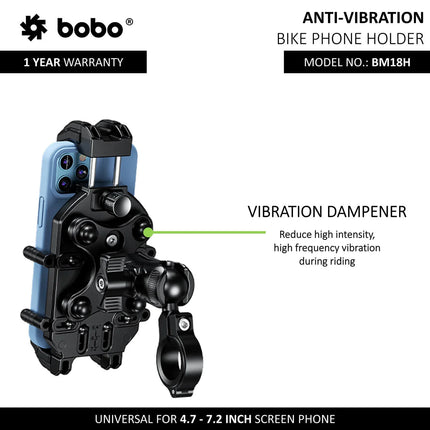 BOBO BM18 PRO Anti-Theft Motorcycle Phone Mount with 15W Wireless & USB-C Charging, image 7