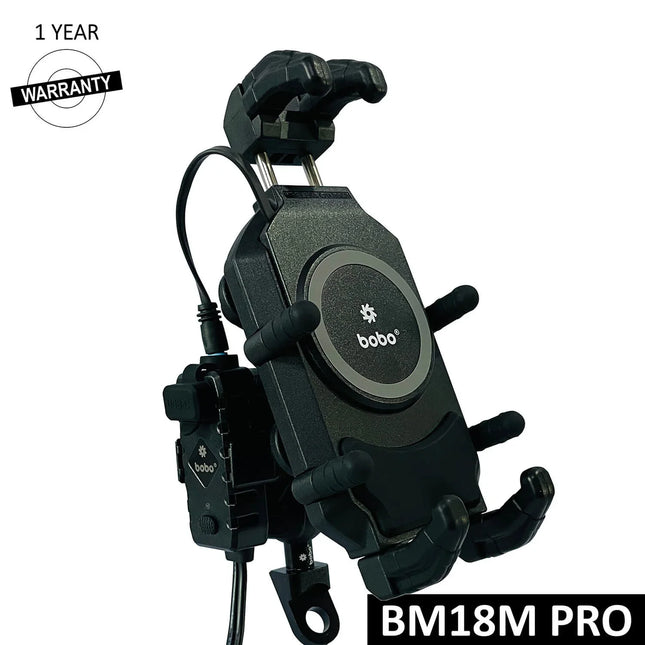 BOBO BM18 PRO Anti-Theft Motorcycle Phone Mount with 15W Wireless & USB-C Charging, image 2