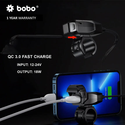 BOBO CG1 Motorcycle Handlebar Charging Port, image 3