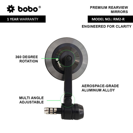 BOBO RM2-R Bar-End Motorcycle Mirror, image 3