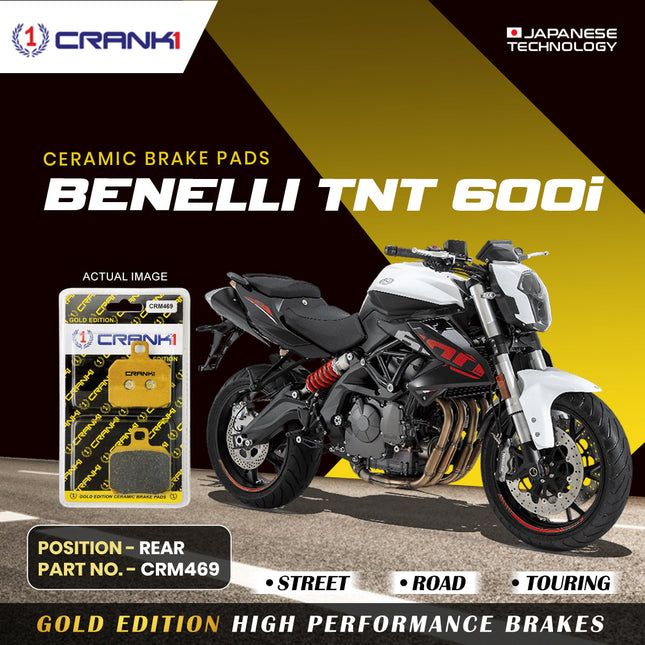 Ceramic Brake Pads For Benelli TNT 600i - Rear - CRM469 - 1 Set - CRANK1