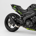 Barrel Rogue 2.0 exhaust installed on Bajaj Dominar 400 with polished stainless steel finish