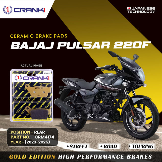 Ceramic Brake Pads For Bajaj Pulsar 220F (2023-2025) - Rear - CRM4174 - 1 Set - CRANK1