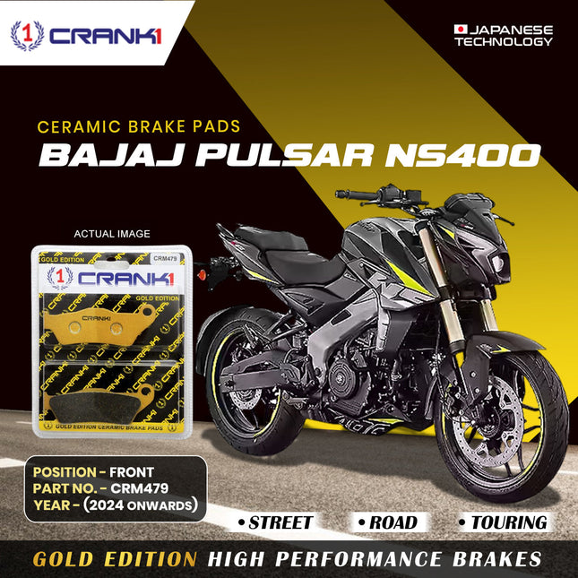 Ceramic Brake Pads For Bajaj Pulsar NS400 (2024 Onwards) - Front - CRM479 - 1 Set - CRANK1