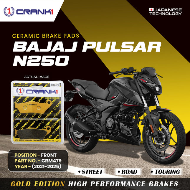 Ceramic Brake Pads For Bajaj Pulsar N250 (2021-2025) - Front - CRM479 - 1 Set - CRANK1