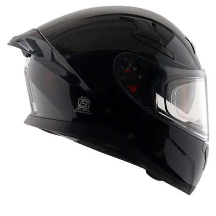 Axor Apex Solid Color Full Face Helmet – Black (Dual Visor, ISI & DOT Certified) Axor