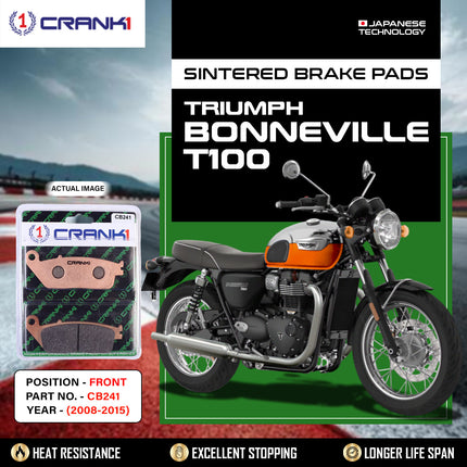 Sintered Brake Pads For Triumph Bonneville T100 (2008-2015) - Front - CB241 - 2 Sets Required - CRANK1