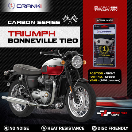 CRANK1 Brake Pads for Triumph Bonneville T120 — Ceramic & Sintered, Front & Rear