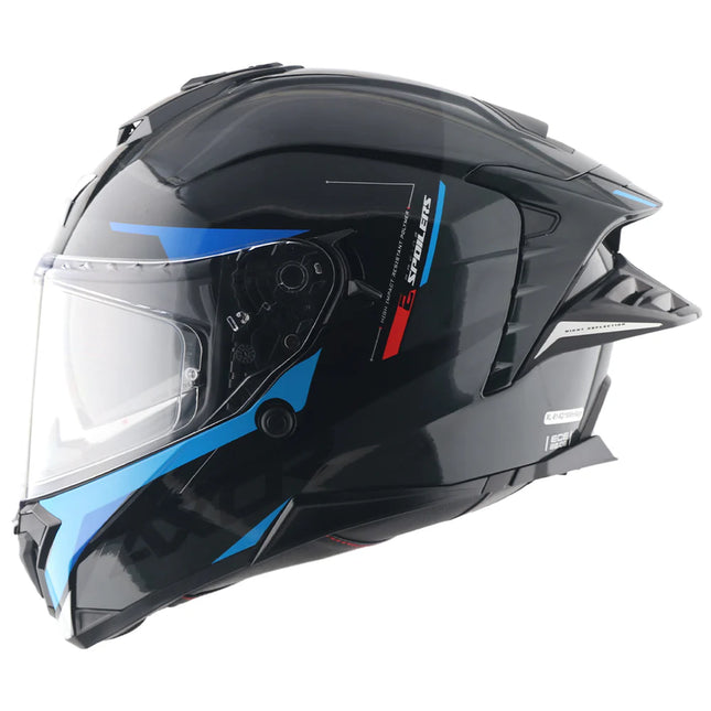 Axor Brutale Kryptic Black Blue Dual Spoiler Helmet – premium motorcycle helmet with aerodynamic dual spoilers