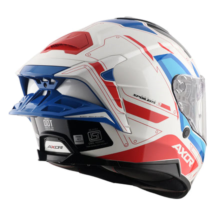 AXOR Brutale Ryden Dual Spoiler Helmet – White Red (ECE/DOT/ISI Certified)