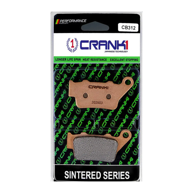 CRANK1 Brake Pads for Aprilia Dorsoduro 1200, Sintered, Rear, CRANK1 CB312 in retail packaging