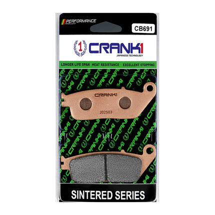 CRANK1 Brake Pads for Triumph Bonneville A3 Air Cooled, Sintered, Front & Rear, CRANK1 CB691 in retail packaging