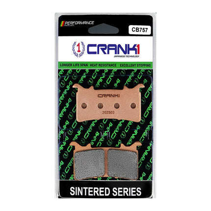 CRANK1 Brake Pads for Honda CBR1000RR-R Fireblade, Sintered, Front & Rear, CRANK1 CB757 in retail packaging