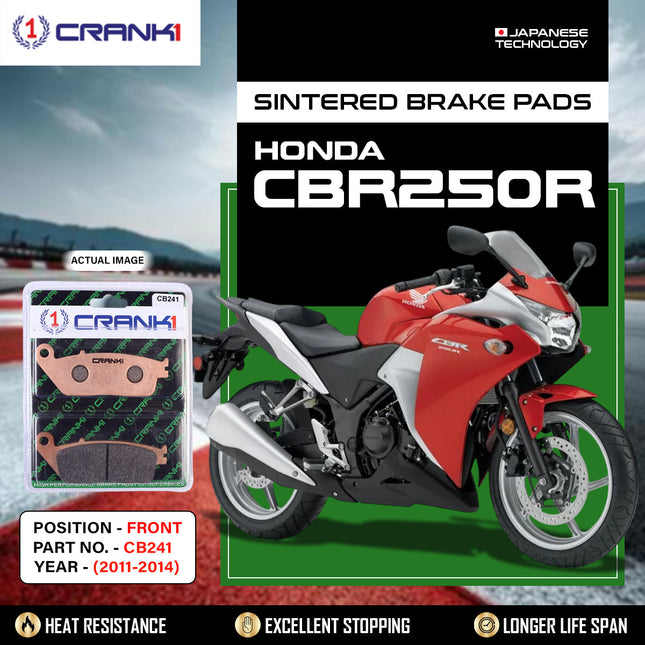 Sintered Brake Pads For Honda CBR250R (2011-2014) - Front - CB241 - 1 Set - CRANK1