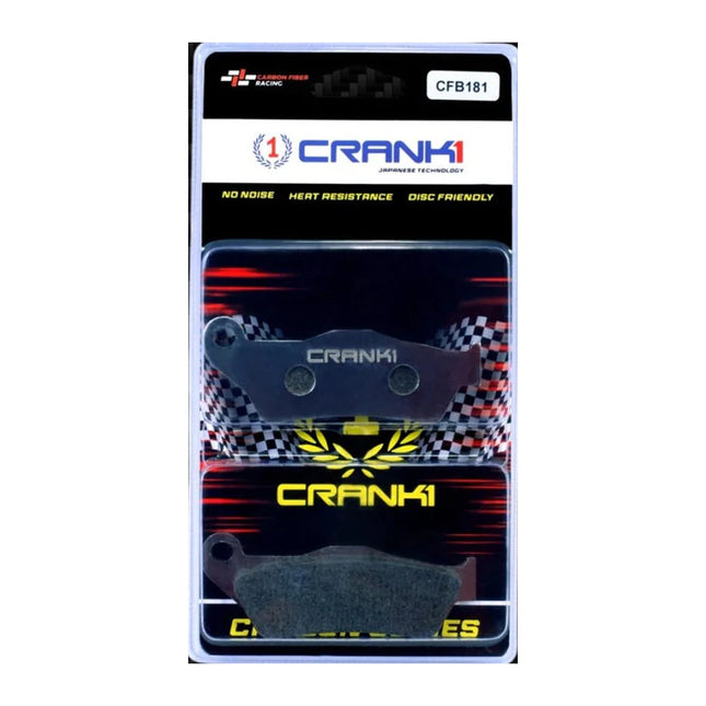 CRANK1 Carbon Brake Pads for Royal Enfield Classic 350/500, CRANK1 CFB181 in retail packaging