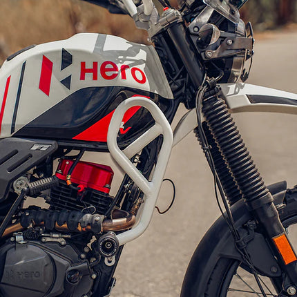 LCB Defender Crash Guard White for Hero XPulse 200 4V Pro – Mild Steel Engine & Frame Protector