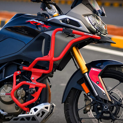 TVS Apache RTX 300 Stallion Pro Crash Guard Red  - with beak