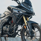 Moto Torque crash guard for Honda CB200X black with nylon sliders installed