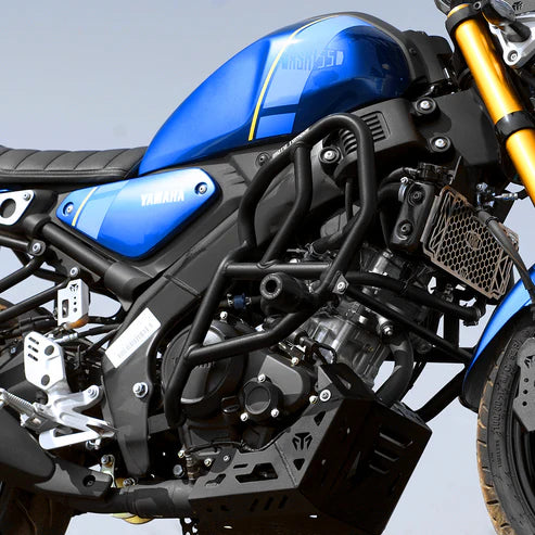 XSR 155 crash guard with dual sliders steel frame protection