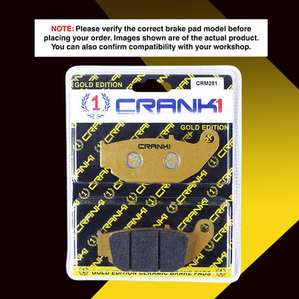 Ceramic Brake Pads For Suzuki Gixxer 150 - Rear - CRM281 - 1 Set - CRANK1