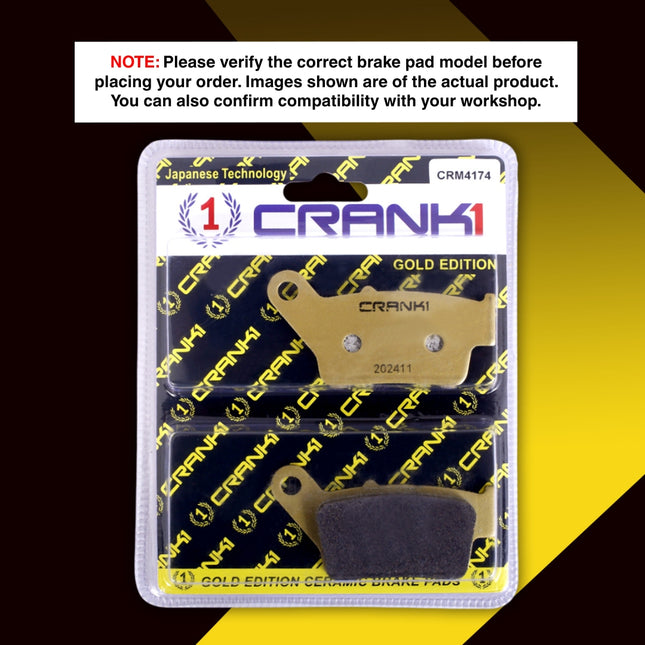 Ceramic Brake Pads For Bajaj Pulsar 150 (2022-2023) - Rear - CRM4174 - 1 Set - CRANK1