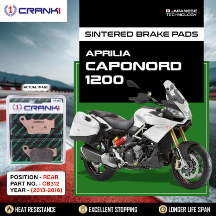 Sintered Brake Pads For Aprilia Caponord 1200 (2013-2016) - Rear - CB312 - 1 Set - CRANK1
