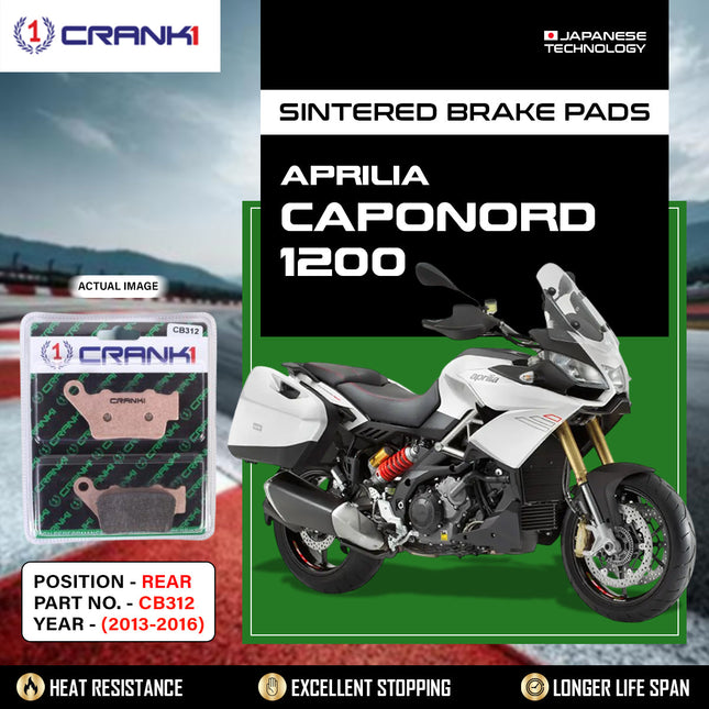 Sintered Brake Pads For Aprilia Caponord 1200 (2013-2016) - Rear - CB312 - 1 Set - CRANK1