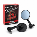 Hifast Round Bar End Rear Mirror with Anti-Glare Tinted Glass for Motorcycles, Matte Black, Pair
