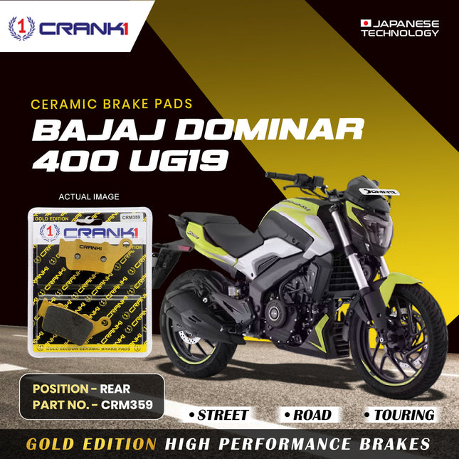 Ceramic Brake Pads For Bajaj Dominar 400 UG19 - Rear - CRM359 - 1 Set - CRANK1