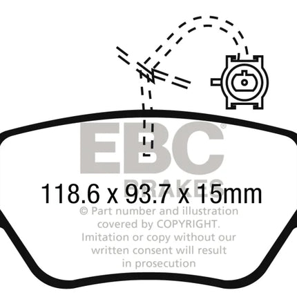 EBC Yellowstuff Rear Brake Pad Set for Maserati Quattroporte M139 & 1 more (DP42258R)