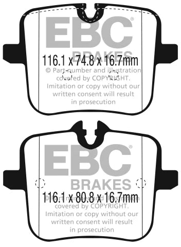 EBC Yellowstuff Rear Brake Pad Set for Rolls Royce Cullinan/Phantom 8 (DP42320R)